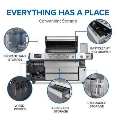 77" Napoleon Prestige PRO 665 Elite Liquid Propane 5 Main Burners Grill - PRO665VXRSIBPSS