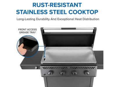 36" Napoleon Freestyle 4 Burner Griddle with Rust-Resistant Stainless Steel Cooktop in Matte Black - F36FTPMK