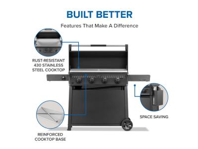 36" Napoleon Freestyle 4 Burner Griddle with Rust-Resistant Stainless Steel Cooktop in Matte Black - F36FTPMK
