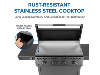 36" Napoleon Freestyle 4 Burner Griddle with Rust-Resistant Stainless Steel Cooktop in Matte Black - F36FTNMK