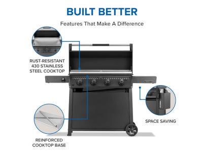 36" Napoleon Freestyle 4 Burner Griddle with Rust-Resistant Stainless Steel Cooktop in Matte Black - F36FTNMK