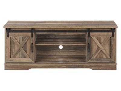 Monarch 60"L TV Stand with 2 Sliding Doors in Brown Reclaimed-Look - i 2748