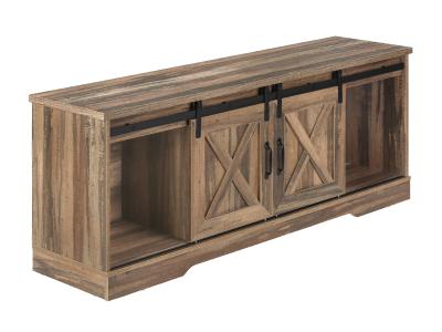 Monarch 60"L TV Stand with 2 Sliding Doors in Brown Reclaimed-Look - i 2748