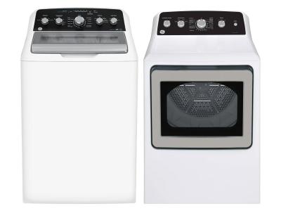 27" GE 4.9 Cu. Ft. Top Load Washer and 7.2 Cu. Ft. Top Load Gas Dryer - GTW491BMRWS-GTD49GBMRWS