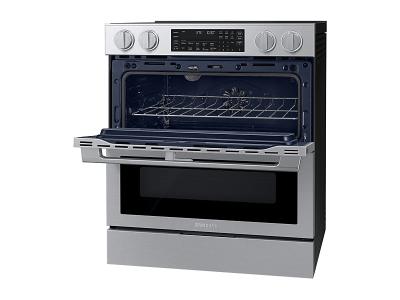 Samsung 6.3 Cu. Ft. Electric Slide-In Range with 90H Flex Duo True Convection Air Fry Max and Illuminated Precision Knobs - NSE90H63DRAC