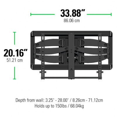 Sanus Full-Motion With  Mount For 46" - 90" flat-panel TVs  - VLF628-B1